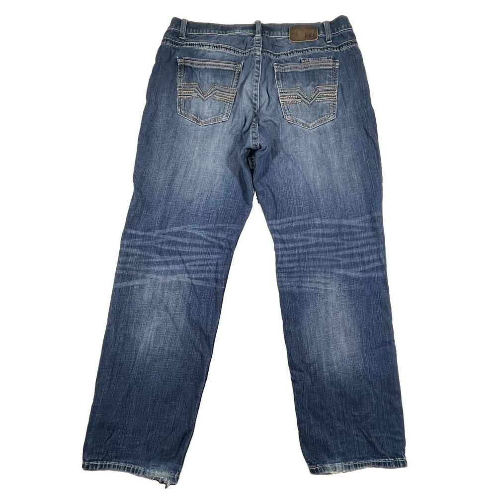 BKE Seth Jeans 36x32 Straight Leg Blue Denim Heavy Stitch